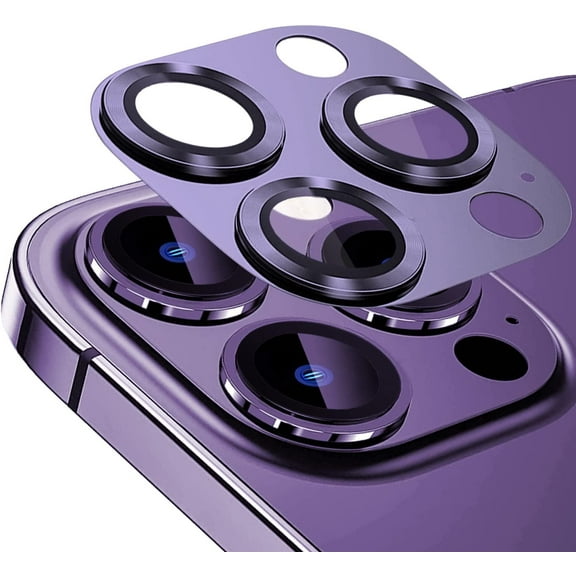 Metal Camera Lens Protector Compatible for iPhone 14 Pro Max Tempered Glass Camera Cover Support LIDAR Scanner, Anti-Explosion for iPhone 14 Pro 6.1"/ iPhone 14 Pro Max Purple