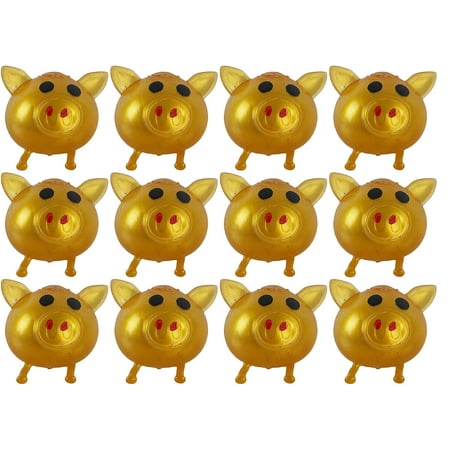 12 Pack of Multicolor Year of The Pig Squeeze Squish Toy (Colors May Vary)