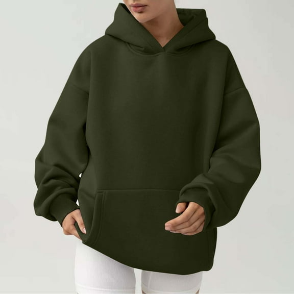 Xcmzpl Womens Hoodies Basic Solid Color Hooded Sweatshirt Holiday Sweater Tops Cotton Long Sleeve Blouses Fall Clothes