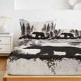 thumbnail image 6 of Twin Sze Fitted Sheet Set - Black Bear 2 Piece Bedding Sets 16" Deep Pocket Fitted Sheet with 1 Pillowcase, Vintage Rustic Wildlife Forest Woodland Brushed Microfiber Hotel Luxury Bed Sheets, 6 of 9