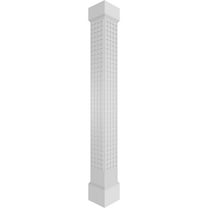 Ekena Millwork 12"W x 9'H Craftsman Classic Square Non-Tapered Manchester Fretwork Column w/ Mission Capital & Mission Base
