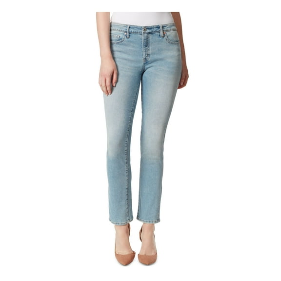JESSICA SIMPSON Womens Blue Zippered Pocketed Boot Cut Distressed Straight leg Jeans 24