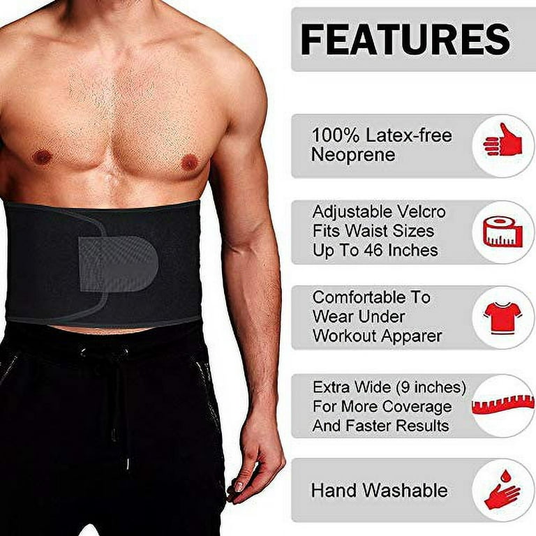 Adjustable Sweat Belt Waist Trainer for Stomach Fat Burning Weight Loss  Body Wrap Abs Men and Women or Back Lumbar Support in Weight Lifting, Large