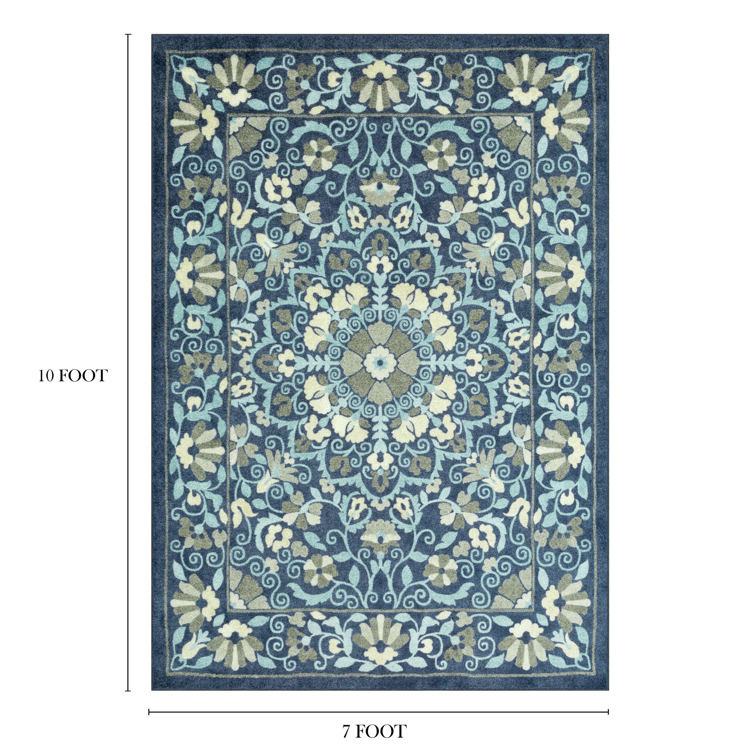 (2 pack) Mainstays Bright Persian Medallion Blue Multicolor Indoor Area Rug, 7' x 10'