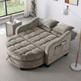 thumbnail image 3 of Loveseat Recliner, Double Sofa Bed with Storage Footstool and Irregular Armrests, Corduroy Convertible Bed, Perfect for Living Rooms, Brown, 3 of 10