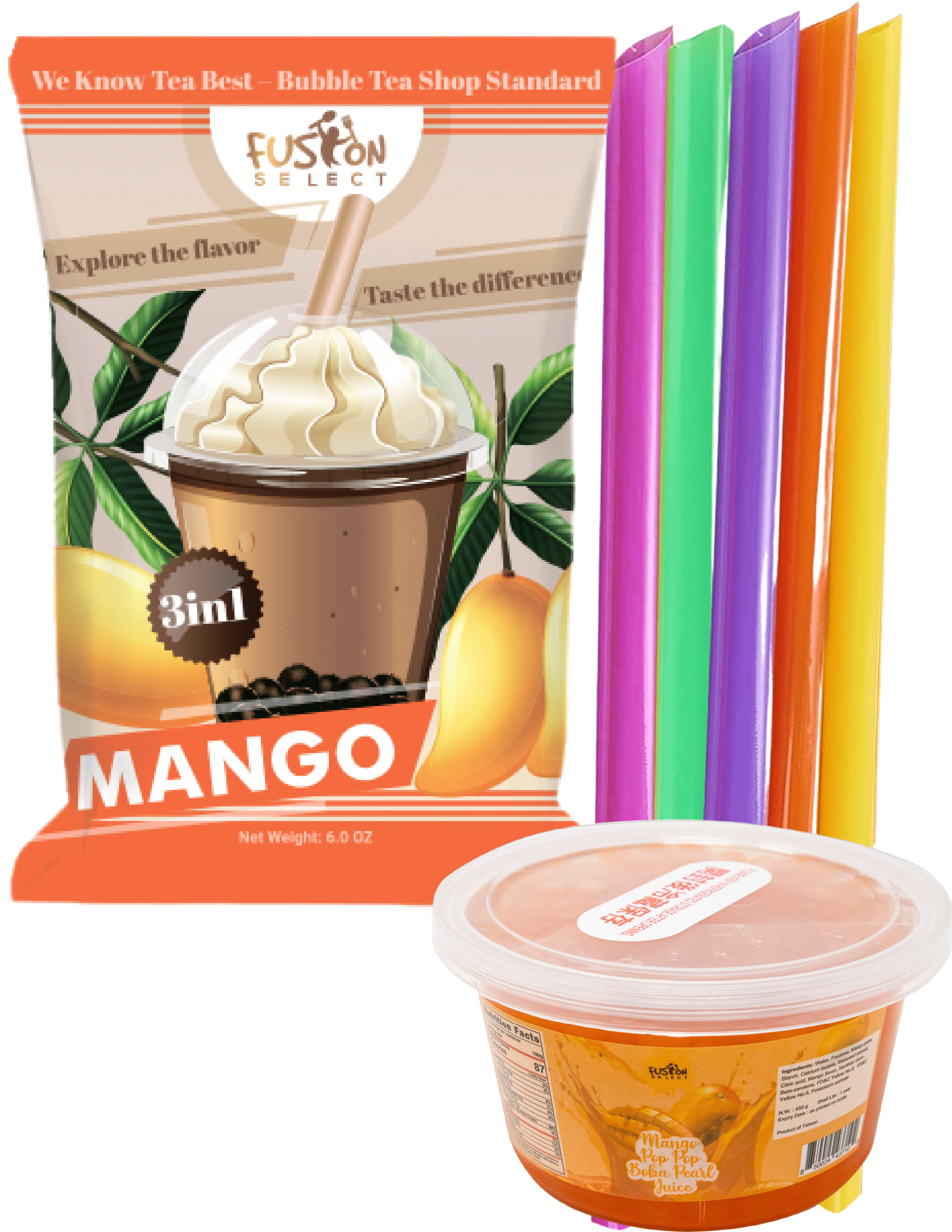 Fusion Select Ultimate Mango Bursting Boba Bubble Tea DIY Kit 3in1