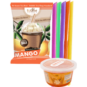 Fusion Select Ultimate Mango Bursting Boba Bubble Tea DIY Kit  3-in-1 Bubble Tea Powder, Mango Flavored Popping Bursting Boba, Large Straw Asmr Food (Mango Powder+Mango Bursting