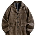 thumbnail image 2 of Veste en Cuir PU à Col Rabattu pour Hommes, Manches Longues, Tenue de Mode, 2 of 5
