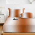 thumbnail image 6 of Twin Sze Fitted Sheet Set - Burnt Orange Ombre 2 Piece Bedding Sets 16" Deep Pocket Fitted Sheet with 1 Pillowcase, Abstract Art Modern Orange Gradient Brushed Microfiber Hotel Luxury Bed Sheets, 6 of 9