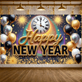 thumbnail image 5 of Gold Glitter Happy New Year Banner Colorful New Year Display Balloon Decor Firework Design Holiday Backdrop for New Year Party Holiday Celebration New Year Eve, 5 of 9