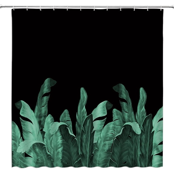 Tropical Leaf Shower Curtain Green Leaves Banana Summer Plant Bathroom Curtains Decor Set with Hook(36" WX72 H)
