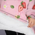 thumbnail image 3 of Oversized Wearable Blanket Hoodie,Strawberry Plants Fruit Flower Leaf Sherpa Blanket Hoodie with Super Pockets,Super Warm Fuzzy Pullover for Women & Men, 3 of 6