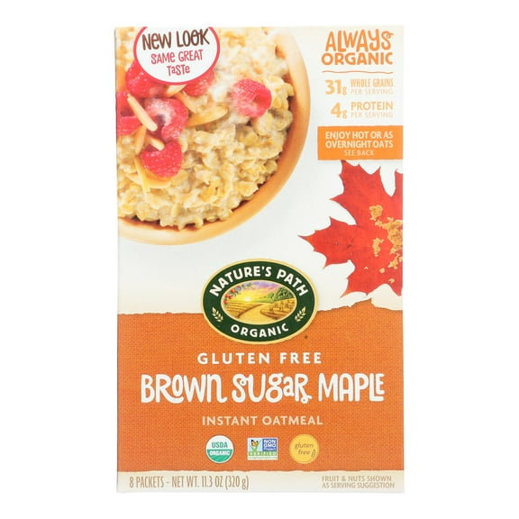 Nature's Path Organic Gluten Free Hot Oatmeal Brown Sugar Maple with Ancient Grains 8 Packets Pack of 2