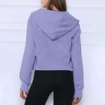 thumbnail image 4 of 1/4 Zip Pullover Women Winter Fall Loose Fit Hooded Long Sleeve Bubble Cold Shoulder with Pocket Solid Color Hoodie Polyester Sweatshirts Hoodies(Light Purple,S), 4 of 6