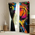 thumbnail image 3 of Castle Fairy Sport Basketball Black Out Curtains for Kids Teens Adults,Ball Gamer Curtains Pack of 2 (42x63 Each),Abstract Graffiti Splash Bedroom Curtains,Microfiber Bedroom Decor, 3 of 6