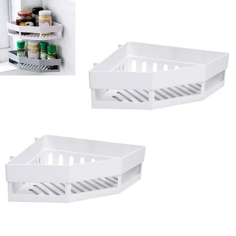 Set of 2 Bathroom Shelves, No Drilling Bathroom Shelves, Shower Shelf, Plastic Shower Baskets Wall Mounted for Kitchen and Bathroom, Size: 28.5, White