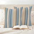 thumbnail image 3 of Blue Brown Beige Outdoor Waterproof Pillow Covers, Boho Farmhouse Abstract Stripes Art Decorative Square Throw Pillowcase Sofa Cushion Sham for Patio/Couch/Chair, 20"x20" 2 Pack, 3 of 8