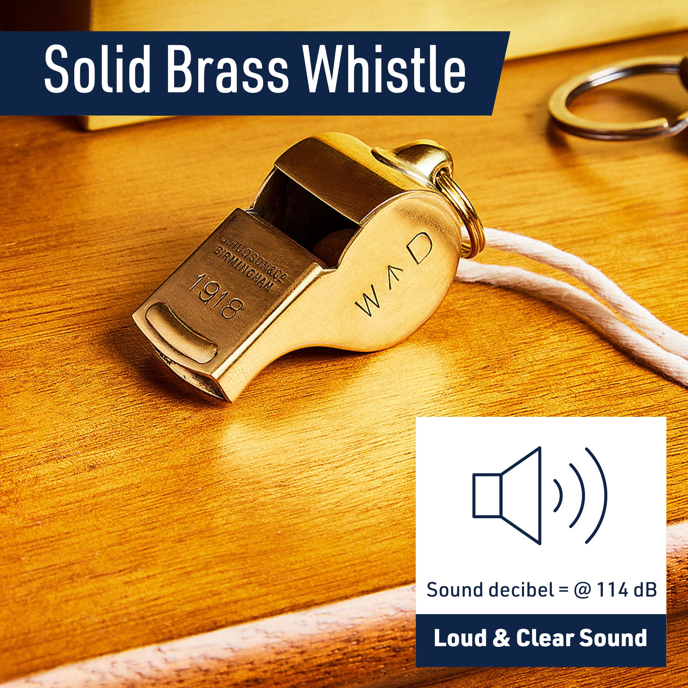 Kings County Tools Authentic WWI-Era Loud 114dB Brass Whistle