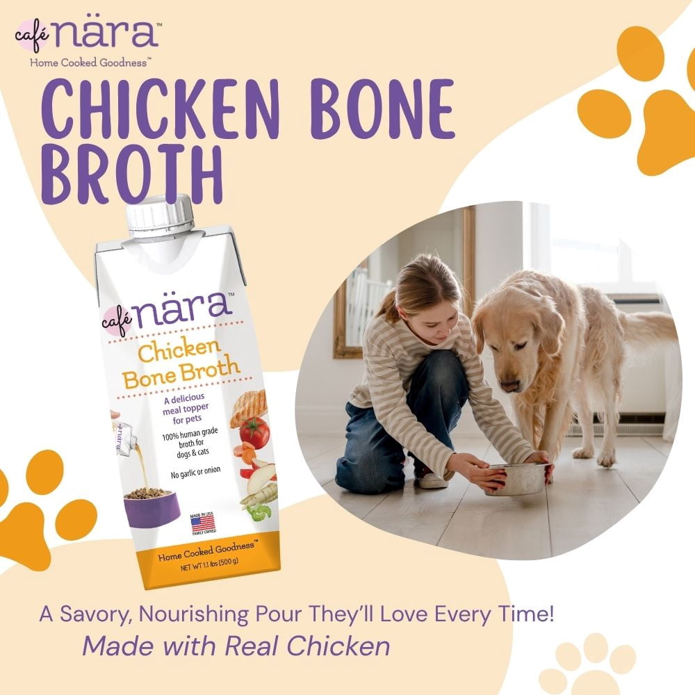 Café Nara Grain-Free Chicken Broth Wet Food Topper for Dogs & Cats - 100% Natural, Healthy Hydration - 1.1 lbs (Pack of 12)