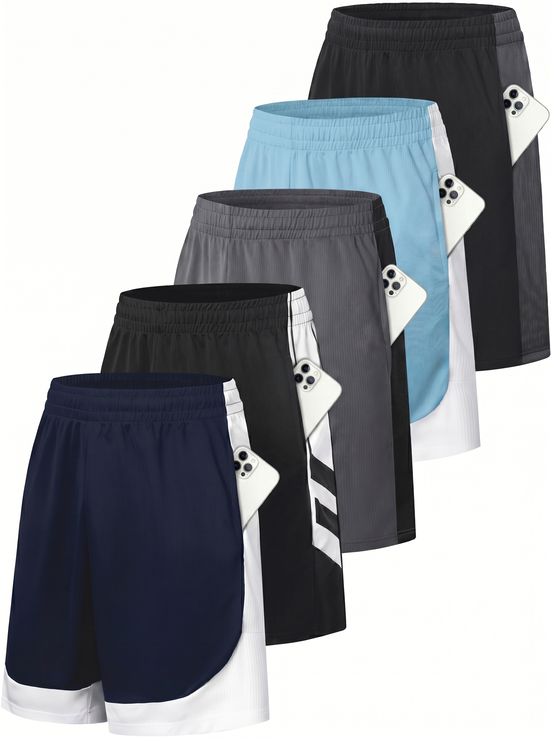TELALEO Men's 5-Pack Basketball Shorts, Multicolor photo 1