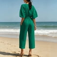 thumbnail image 5 of PNTUTB Women’s Fashion V-Neck Short Sleeve ASdjustable Strap Zipper Pockets Jumpsuit Pants, 5 of 7