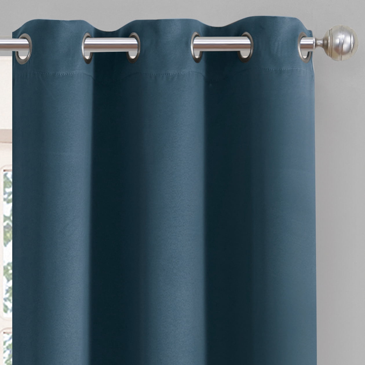 Eclipse Phoenix Solid Blackout Curtains, Set of 2, 84 Inch Long Blackout Curtains, 37"W x 84"L, Indigo