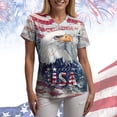 thumbnail image 5 of enyan American Flag Wos Hawaiian Shirt Short Sleeve 3D Graphic Shirts Tropical Holiday Beach TShirts Tshirt Women,Red,L, 5 of 6