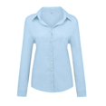 thumbnail image 2 of Women Long Sleeve Button Down Blouse Shirt Casual Plain Tops, 2 of 4