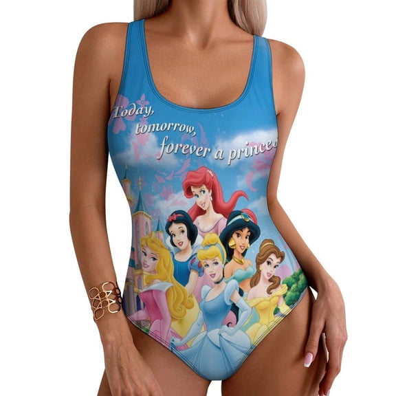 Women Princes Swimsuit One Piece Bathing Suit Tummy Control Sports Beach Swimwear