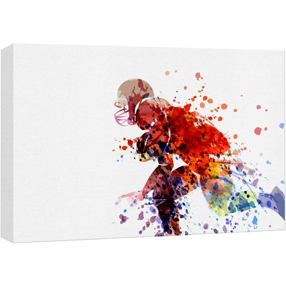wall26 Canvas Print Wall Art Rainbow Watercolor Explosion Football Player Sports Athletes Digital Art Modern Art Rustic Scenic Urban Exercise Colorful for Living Room, Bedroom, Office - 16"x24&q