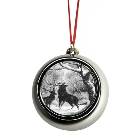 Ornaments Deer Stag In A Snowy Forest Bauble Christmas Ornaments