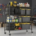 thumbnail image 3 of Legooin 18x48x72 inch Heavy Duty Metal Shelf Garage Shelving Unit Industrial Storage Shelf on Wheels Residential Storage 2000lbs Capacity, Black, 3 of 8