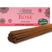 Bless-Rose-Incense-Sticks 100%-Natural-Handmade-Hand-Dipped Organic-Chemicals-Free for-Purification-Relaxation-Positivity-Yoga-Meditation The-Best-Woods-Scent (500 Sticks (750GM))