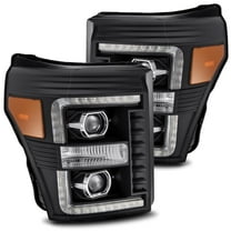 AlphaRex 11-16 Ford Super Duty LUXX-Series LED Projector Headlights Black