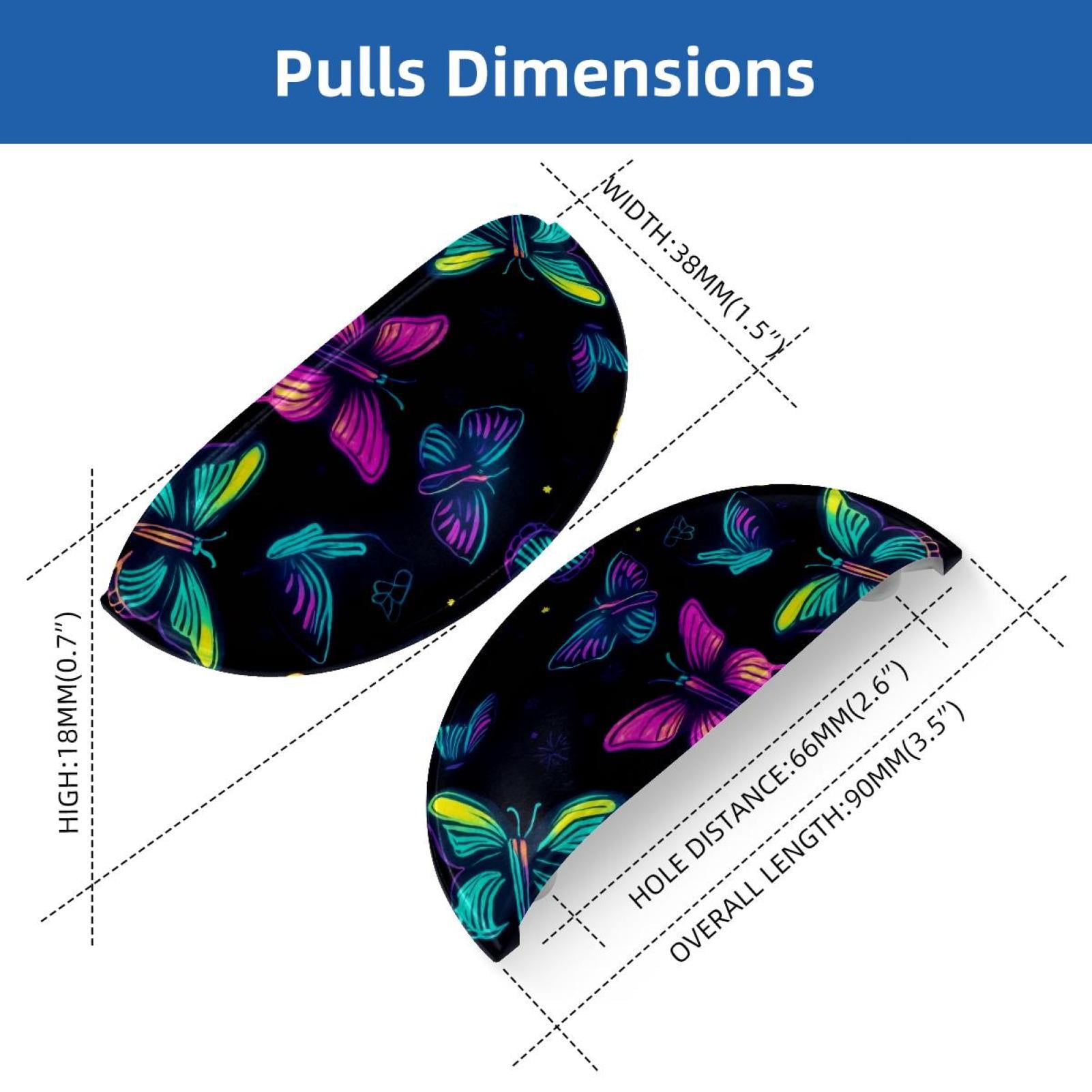 PhooArto 6 Pcs Cup Drawer Pulls, Neon Flying Butterflies Pattern Shell Shape Handles Cabinet Knobs for Dresser Cupboard Closet Wardrobe with Screws