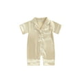thumbnail image 1 of SUNSIOM Baby Girls Summer Jumpsuit Pajama Short Sleeve Lapel Solid Color Button Up Sleepwear, 1 of 8