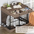 thumbnail image 4 of VEANERWOOD Dog Crate Furniture with 2 Storage Drawers,  47.2 In Large Wooden Indoor Dog Kennel with 2 Adjustable Bowls, End Table Dog Crate, Brown, 4 of 7