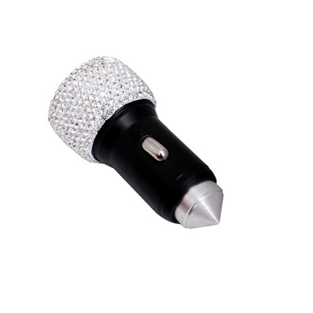

cusimax Diamond-Studded Car Mobile Phone Safety Hammer Charger Dual Usb Fast Charge Car Phone Aluminum Alloy Car Charger