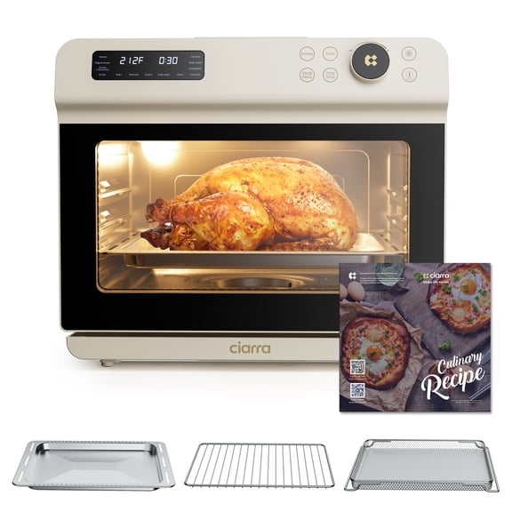 CIARRA 12-in-1 Countertop Steam Oven with Air Fryer, 25.4QT Steam Air Fryer Combo Nosh Oven Pro - Convection Toaster, Bake, Self-Clean, Dehydrate, Ferment