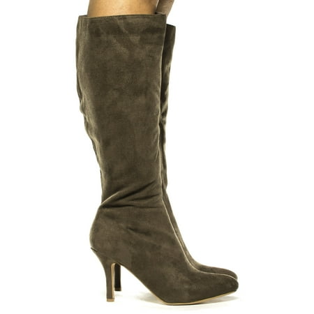 Zip Knee Boot - Voss by City Classified, Pointy Toe Knee High Zip Up Stiletto Heel Boots