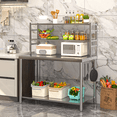 thumbnail image 1 of AECOJOY Stainless Steel Table With Overshelves Work Table With Hooks Commercial Kitchen Prep Table With Two Shelves Heavy Duty Metal Table for Commercial Kitchen Restaurant, 1 of 11