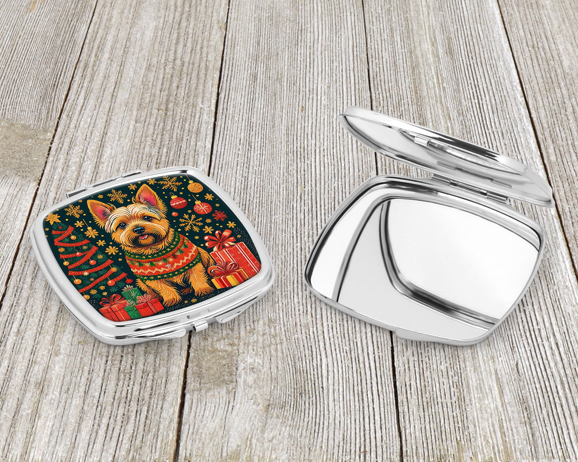 Norwich Terrier Christmas Compact Mirror 2.75 in x 3 in