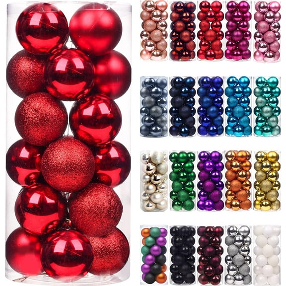 24Pcs Christmas Balls Ornaments for Xmas Christmas Tree - Mini Shatterproof Christmas Tree Decorations Hanging Ball for Holiday Wedding Party Decoration