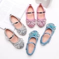 thumbnail image 2 of Zapatos de lentejuelas de cristal para niñas, zapatos planos para niñas pequeñas, zapatos de princesa para banquetes con lazo brillante, 2 of 6