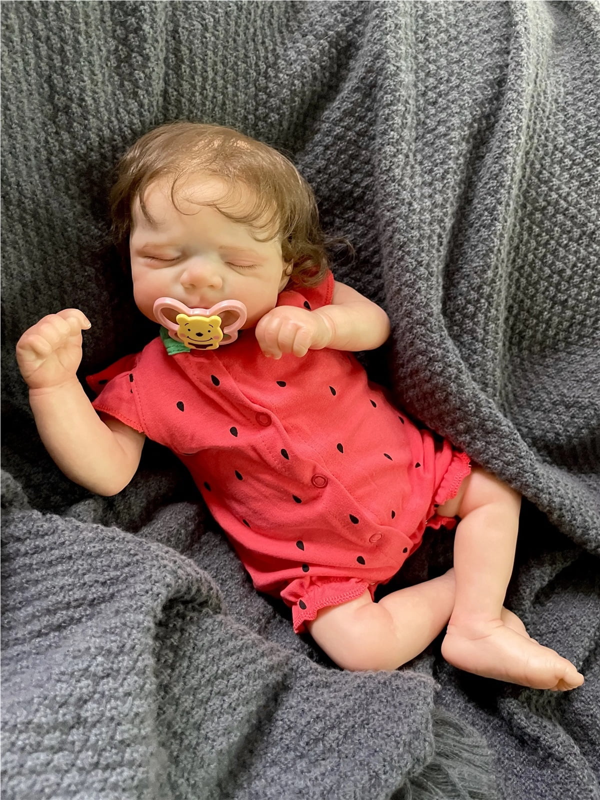 GloTide 19inch/48cm Real baby doll Real Soft Touch Baby Realistic Silicone Reborn Baby Doll With Hand-implanted artificial hair