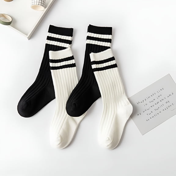 TELOLY 2 Pack Kids Soccer Socks Boys Toddler Knee High Socks Girls Boys Soccer Socks Kids Tube Socks with Stripes Baby Socks