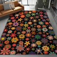 thumbnail image 3 of Washable Area Rug 3 X 5 ft, Lightweight Low-Pile Bohemian Floral Pattern Printed Area Rug, Kitchen Indoor Non Slip Carpet Floral Multicolor Print Mat Living Room Bedroom Dining Room, 3 of 7
