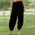 thumbnail image 2 of XUNKUSGA Harem Pants 2-14Y Loose Solid Color Baggy Pants Lightweight Soft Ice Silk Pants for Boys Girls Casual Breathable Elastic Waist Baby Girls Clothes,Black, 2 of 5