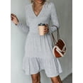 thumbnail image 5 of Cupshe Women's Long Sleeve Heathered V-Neck Grey Mini Dress, Sizes XS-XL, 5 of 7