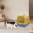 thumbnail image 2 of GROWTH TANK Enclosed Cat Toilet Portable Detachable Kitty Litter Tray Easy Cleaning Reusable Yellow Blue, 2 of 9